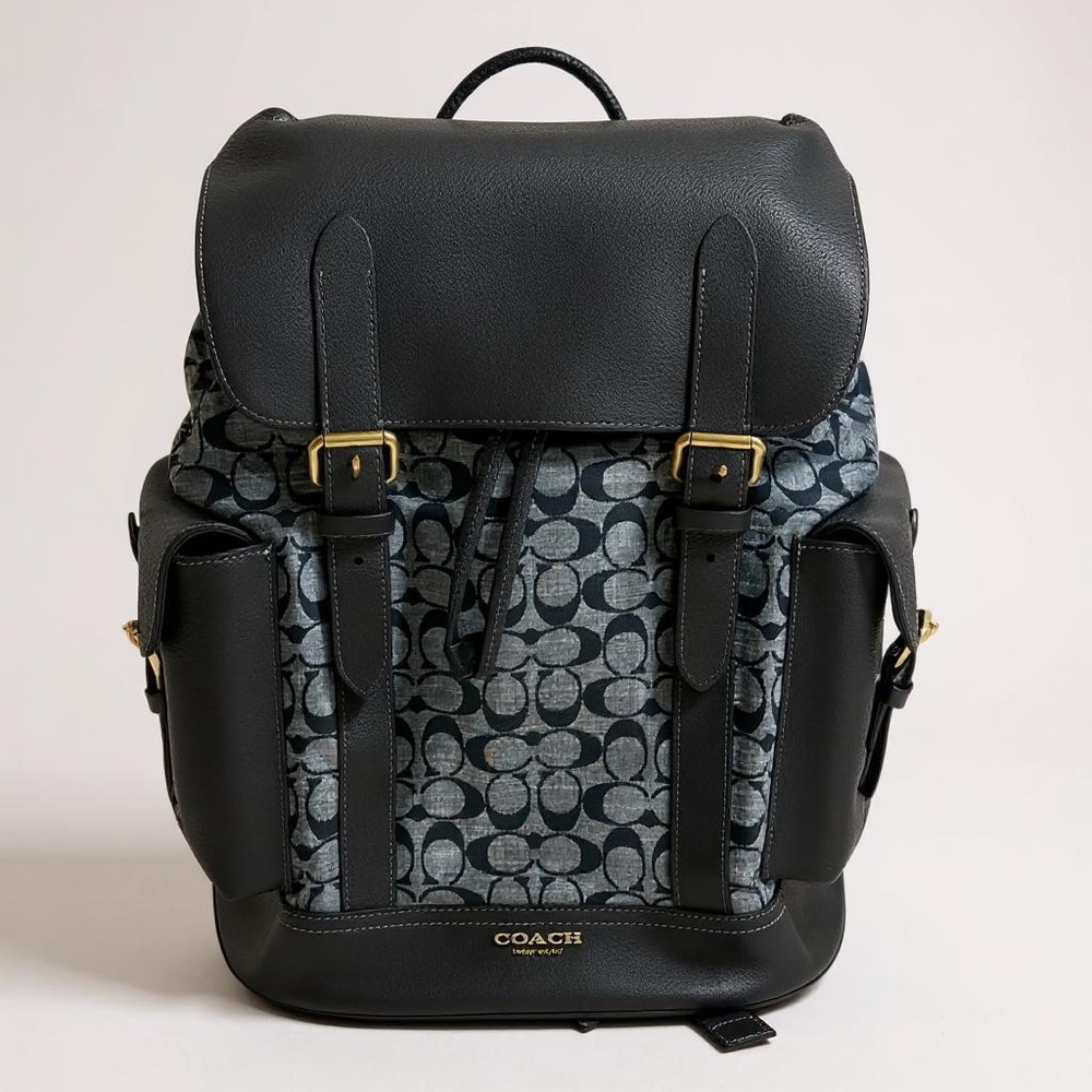 Coach Black and Blue Patterned Backpack